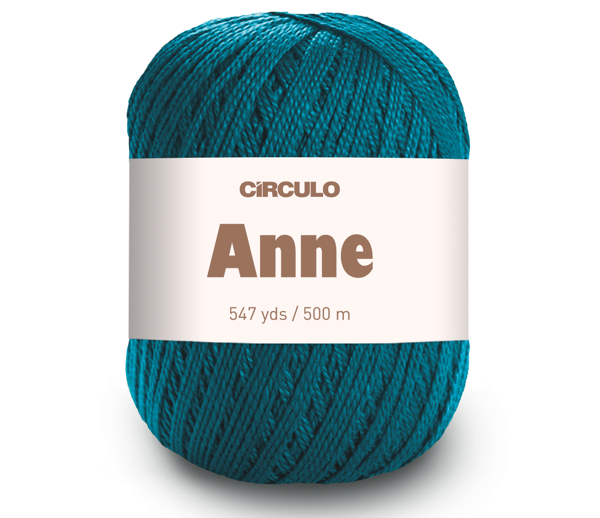 Circulo ANNE - 100% mercerized Cotton Yarn, 500m / 147g  - A skein of teal yarn with a white paper label on a clean white background.
