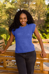 Circulo InLove  - 100% Brazilian Cotton Yarn  (125m/100g) - Crocheted top in blue color  