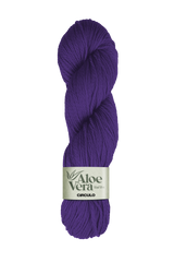 Circulo Aloe Vera Yarn 121m / 100g - Purple skein of yarn with Aloe Vera label on a white background
