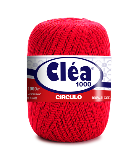 RCirculo Clea 100% Cotton Yarn, 1000m/151 gr - ed ball of yarn with Cleá label on a white background