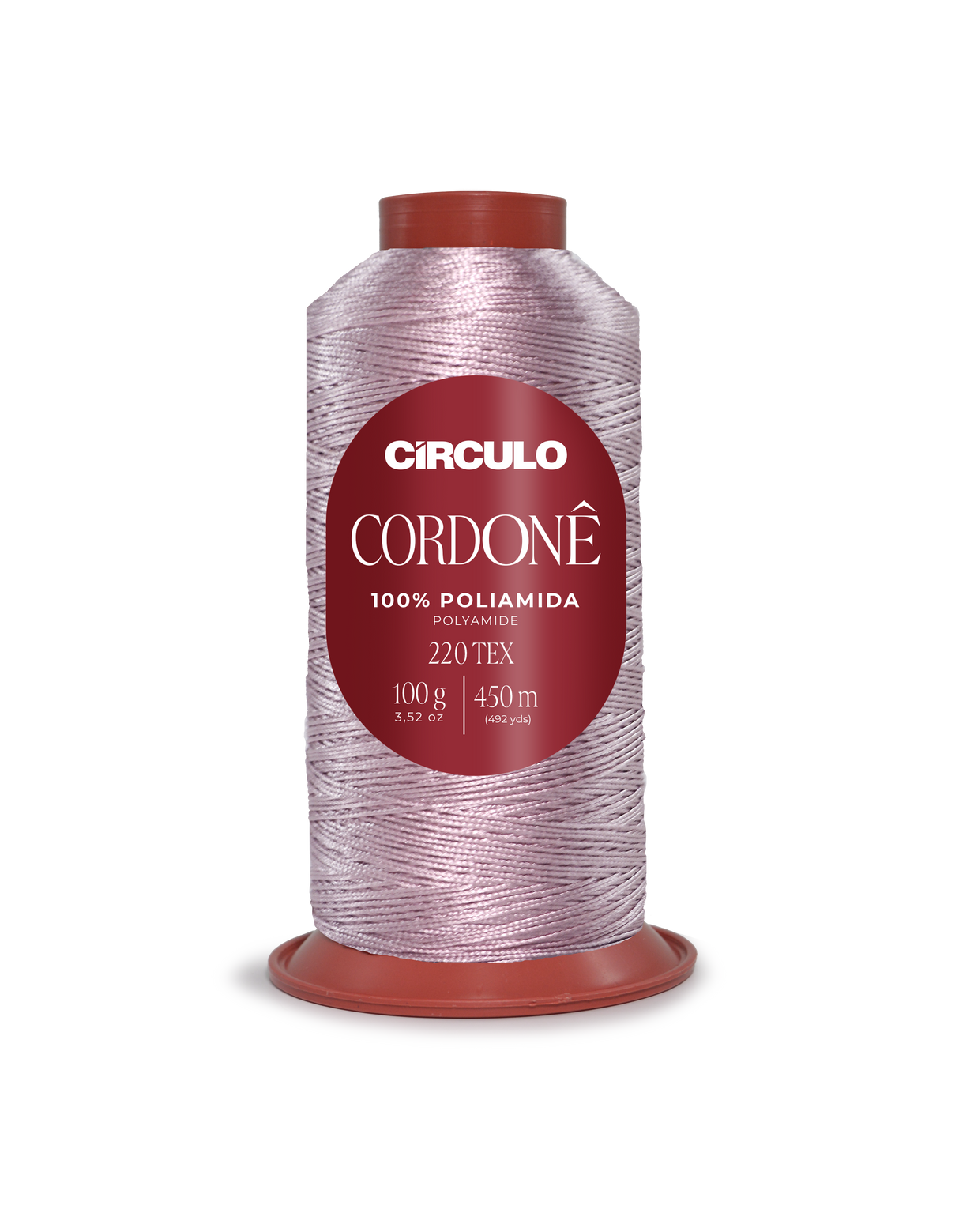 Circulo Cordone 100% Polyamide Crochet Yarn, 450 m / 100 g - Spool of Circulo Cordoné thread on a white background