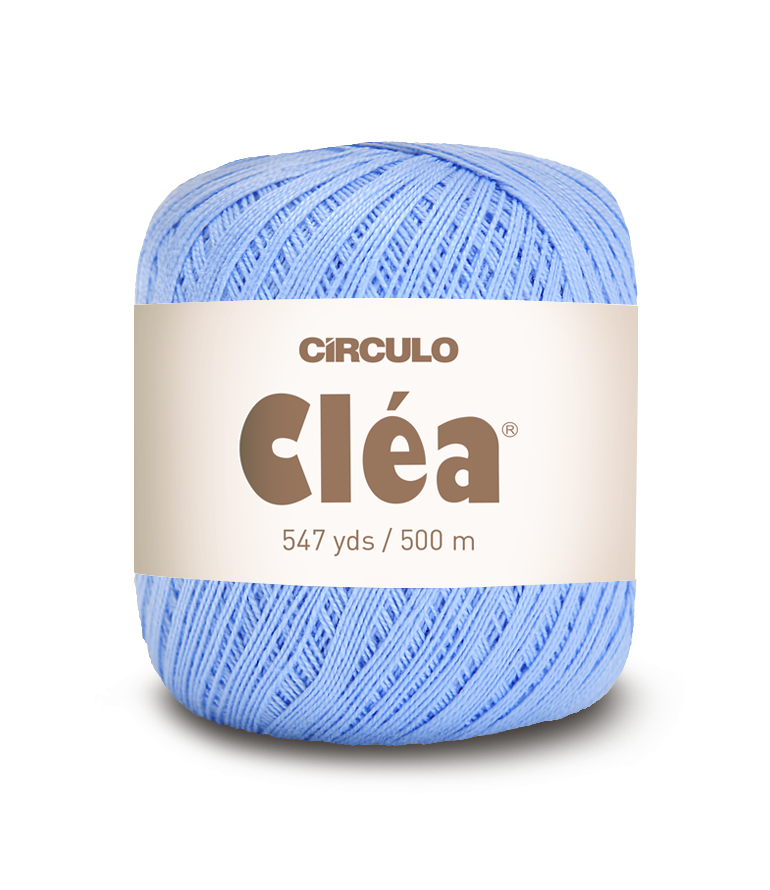 Circulo Clea 100% Cotton Yarn for Crochet and Knitting, 500m/75 gr - Leo Hobby -  Blue yarn ball with 'Circulo Clea' label on a white background