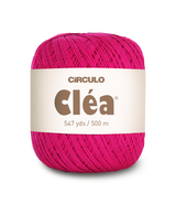 Circulo Clea 100% Cotton Yarn for Crochet and Knitting, 500m/75 gr - Leo Hobby -  Ball of pink yarn with a beige label on a white background