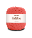 Circulo Natural Cotton Maxcolor (Barroco) 4/4 100% Cotton Yarn for Crochet and Knitting, 338m/200g - Leo Hobby -  Coral-colored yarn ball with 'Circulo' label on a white background