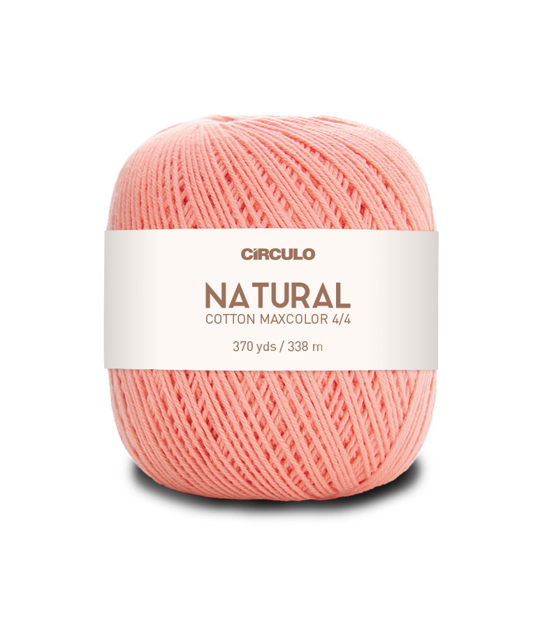 Circulo Natural Cotton Maxcolor (Barroco) 4/4 100% Cotton Yarn for Crochet and Knitting, 338m/200g - Leo Hobby -  Ball of pink yarn with a Circulo label on a white background