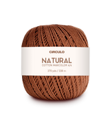 Circulo Natural Cotton Maxcolor (Barroco) 4/4 100% Cotton Yarn for Crochet and Knitting, 338m/200g - Leo Hobby -  Brown ball of yarn with a Circulo label on a white background