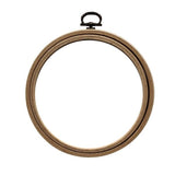 Beech wood display hoop with metal hanger.