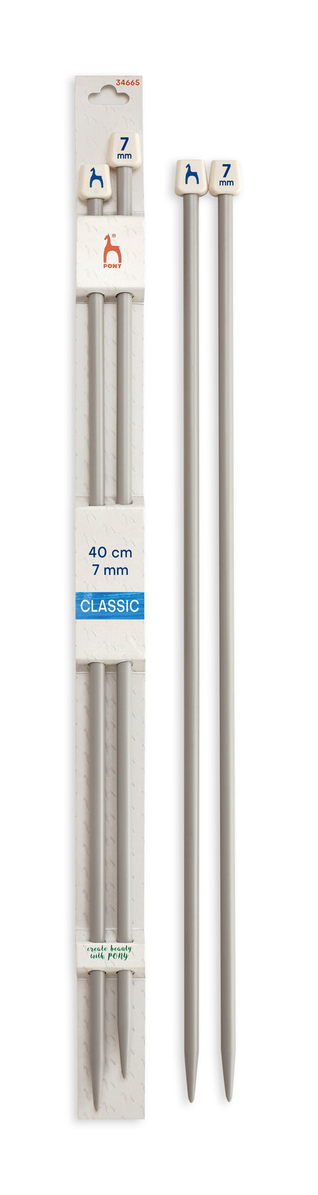 Pony Classic Aluminium Single Pointed Knitting Needles – 35, 40 & 60 cm, 40 cm, 7.00 mm