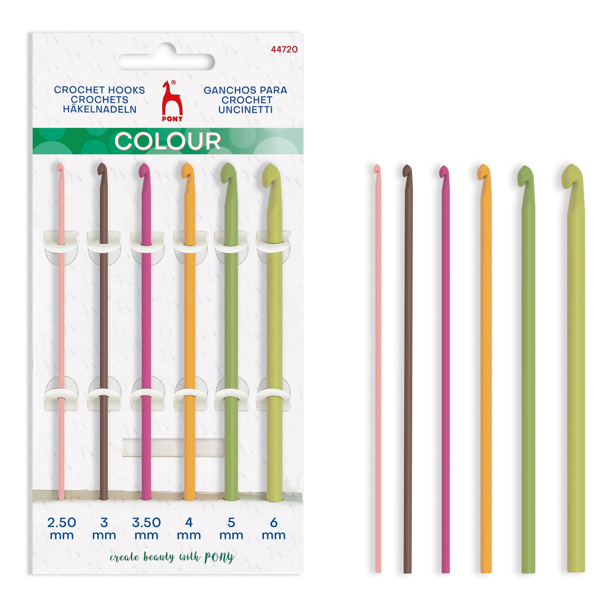 Pony Colour Anodised Aluminium Crochet Hooks – Assorted, Assorted