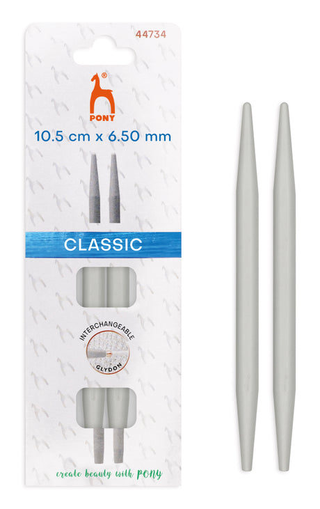 Pony Classic Aluminium Interchangeable Knitting Needle Tips – 10.5 & 14 cm, 10.5 cm, 6.50 mm
