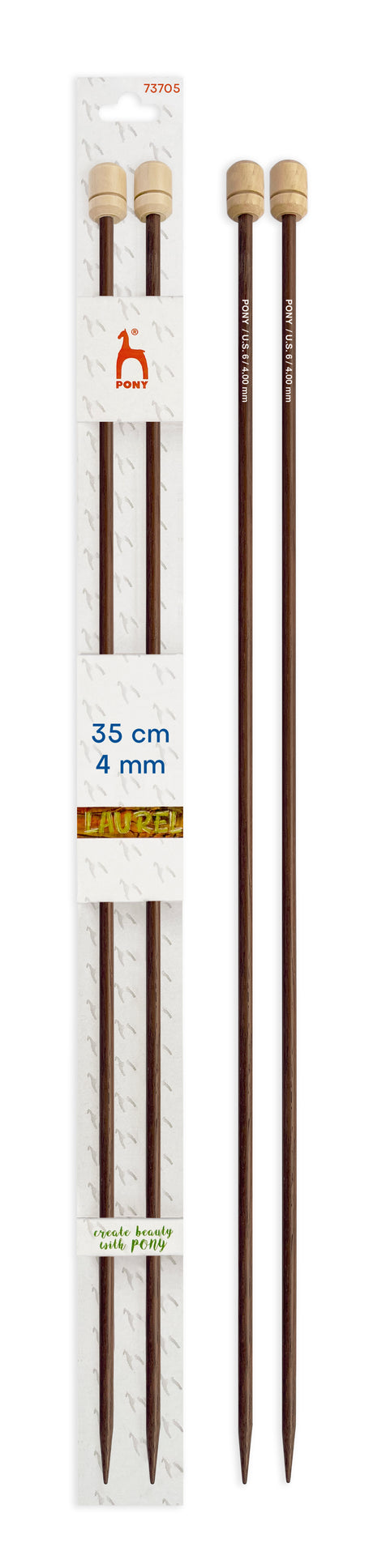Pony Laurel Single Pointed Knitting Needles – 35 cm, 4.00 mm