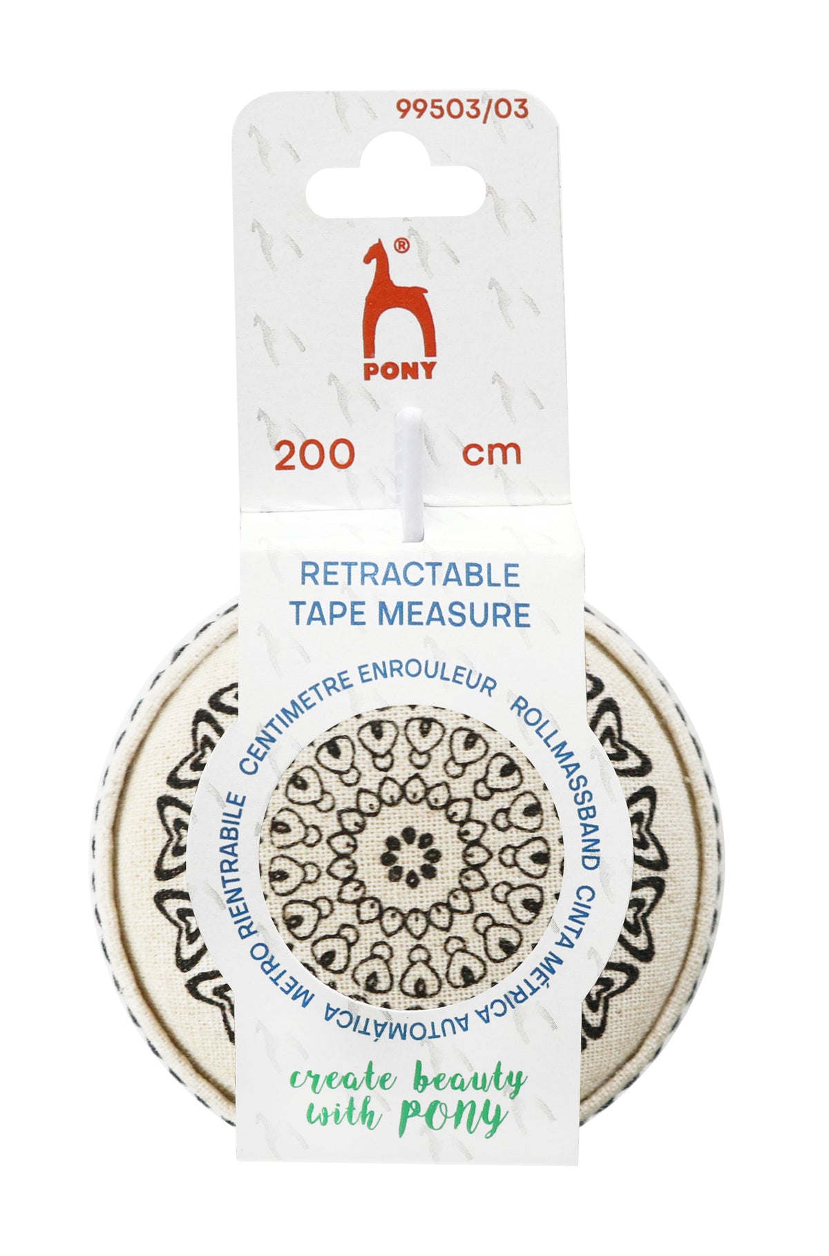 Pony retractable tape measure black, 14 mm x 200 cm
