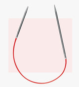 addiSockwonder Lace circular knitting needle 25cm - 710-7 - Red circular knitting needle on a pink background
