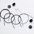 KnitPro Black Stainless Steel Nylon Coated Fixed and Swivel Cables with Silver Connector