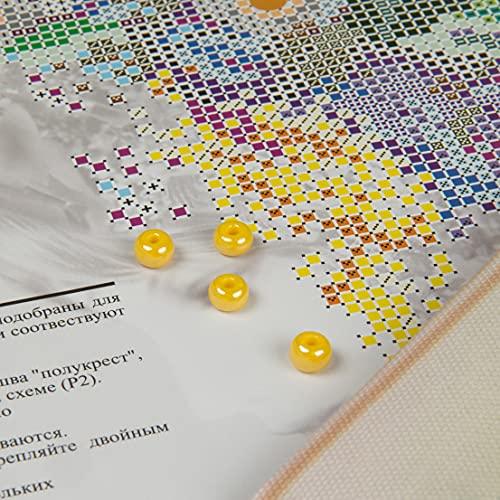 Spring Beadwork kit, featuring a detailed 3D floral bead embroidery design, ideal for needlepoint and DIY beaded painting