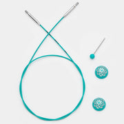 KnitPro Teal Nylon Coated Stainless Steel Cables, Mindful Collection